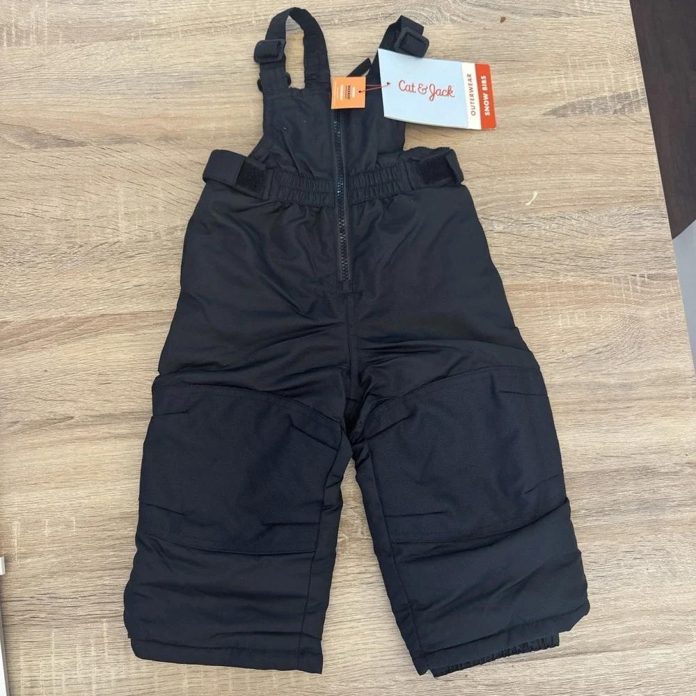 Cat & Jack Black Kids Snow Bibs Overall Pants - Size 12 Months‎